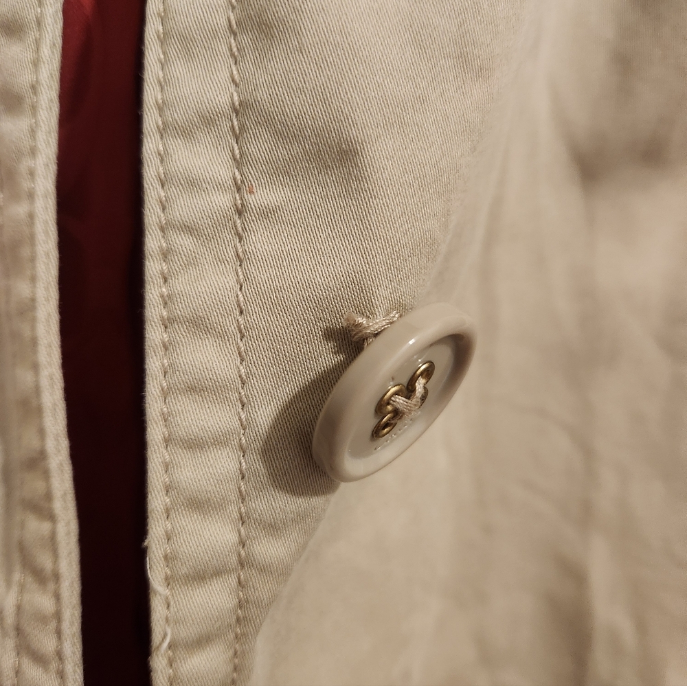 Coach Button Down Beige Trench Coat, Medium - Picture 4 of 6